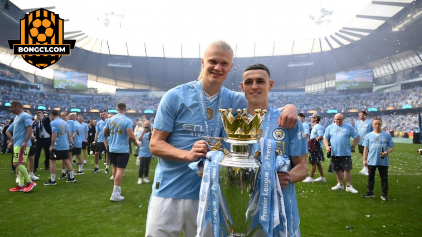 Haaland góp công lớn vào chức vô địch Premier League thứ tư liên tiếp của Man City. Ảnh: Getty