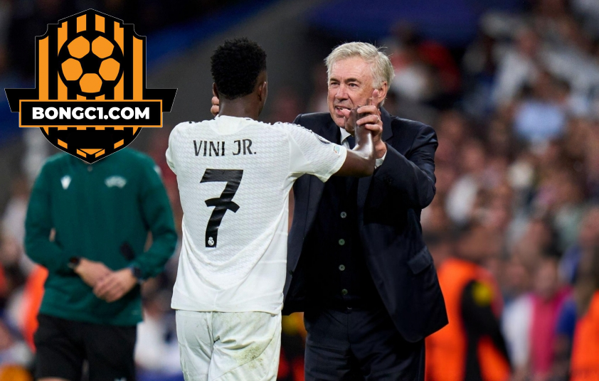 Carlo Ancelotti khẳng định Vinicius vẫn đang hạnh phúc tại Real Madrid. Ảnh: Getty