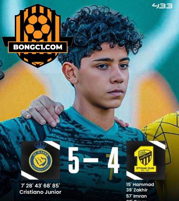 Cristiano Jr lập poker giúp U15 Nassr giành chiến thắng nghẹt thở. Ảnh: 433