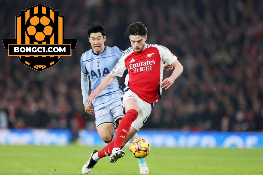 Declan Rice tiếc nuối khi Arsenal không ghi được 10 bàn vào lưới Tottenham. Ảnh: Getty